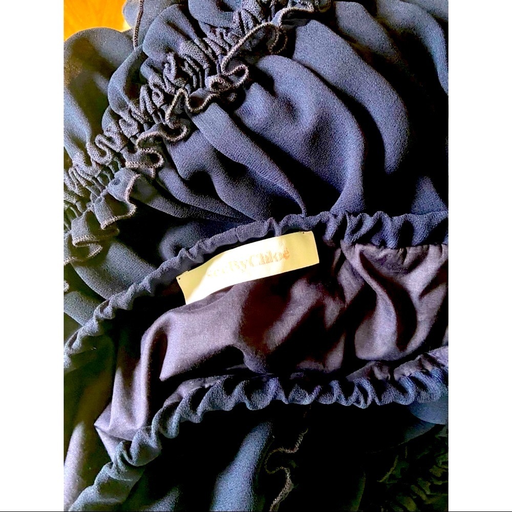 SEE BY CHLOE Navy Georgette Skirt -EU42/8 SPRING PERFECT!🌸🌷 - Picture 2 of 3